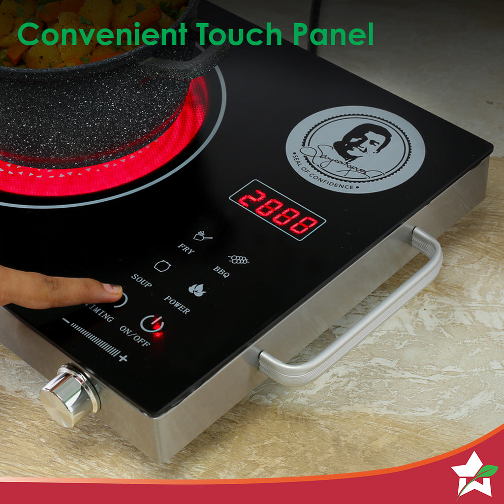 Easy Cook Infrared Cooktop | 2200 Watt Induction Cooktop | LED Digital Panel | Smart Touch Buttons | 2 Year Warranty