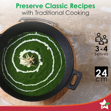 Load image into Gallery viewer, Forza 24 cm Cast-iron Kadhai, Pre-Seasoned Cookware, Induction Friendly, 1.9L, 3.8mm