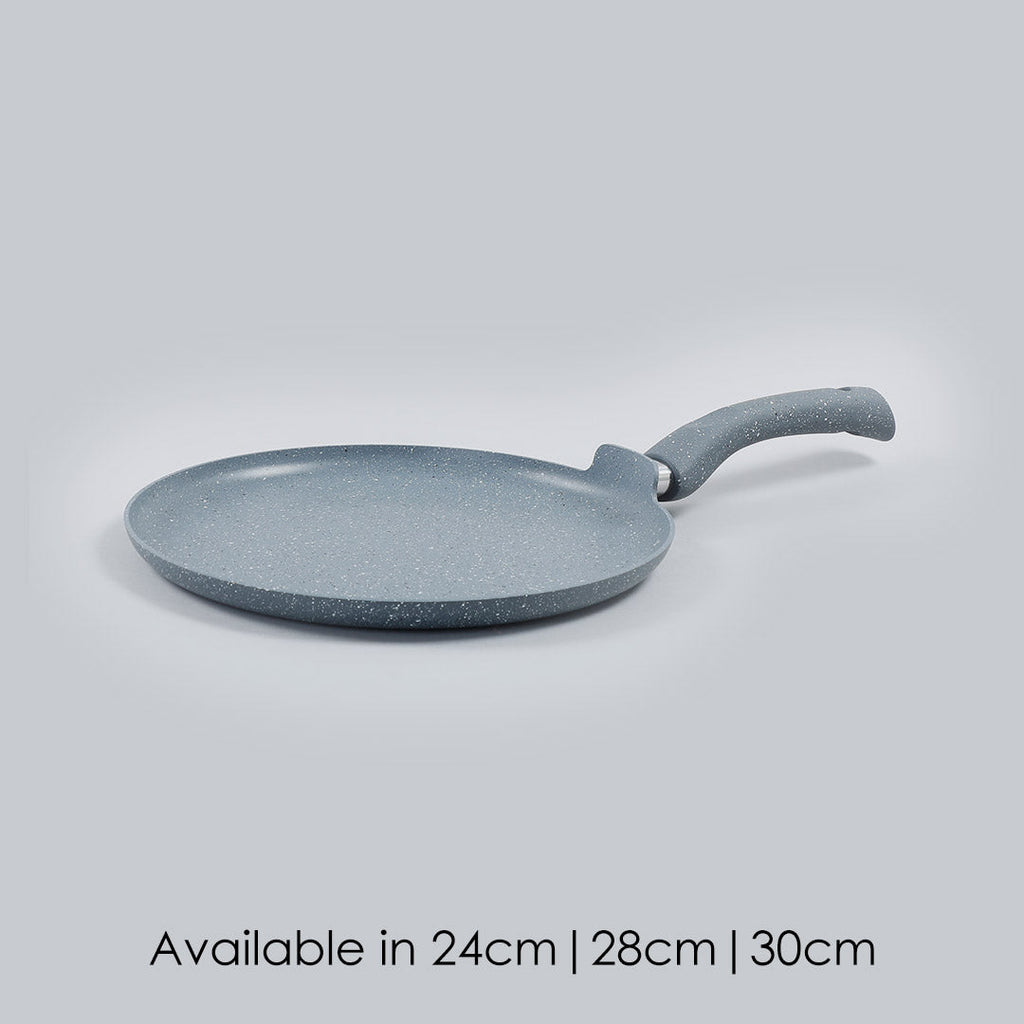 Wonderchef Renewed Granite 28cm Non-Stick Dosa Tawa | Induction Bottom | Soft-Touch Handles | Virgin Grade Aluminium | 3.5mm Thick | PFOA/Heavy Metals Free