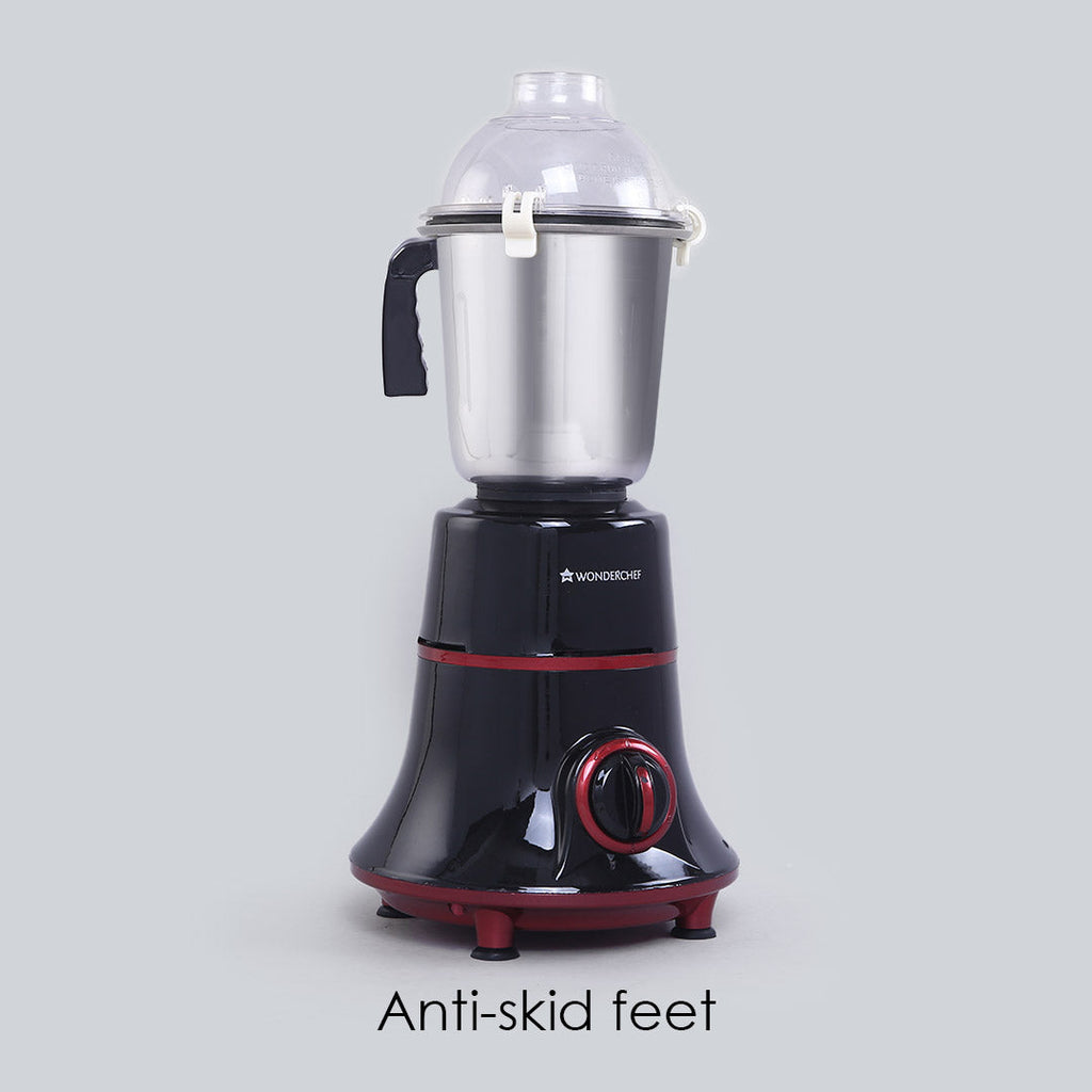 Wonderchef Renewed Glory Mixer Grinder | 750W | 4 Stainless Steel Jars and Anti-rust Stainless Steel Blades | Ergonomic Handles