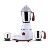 Rialto Mixer Grinder, 750W With 3 Thicker Steel Jars, Die-cast Jar Base, Sharp Blade, 5 Years Warranty on Motor, White & Brown