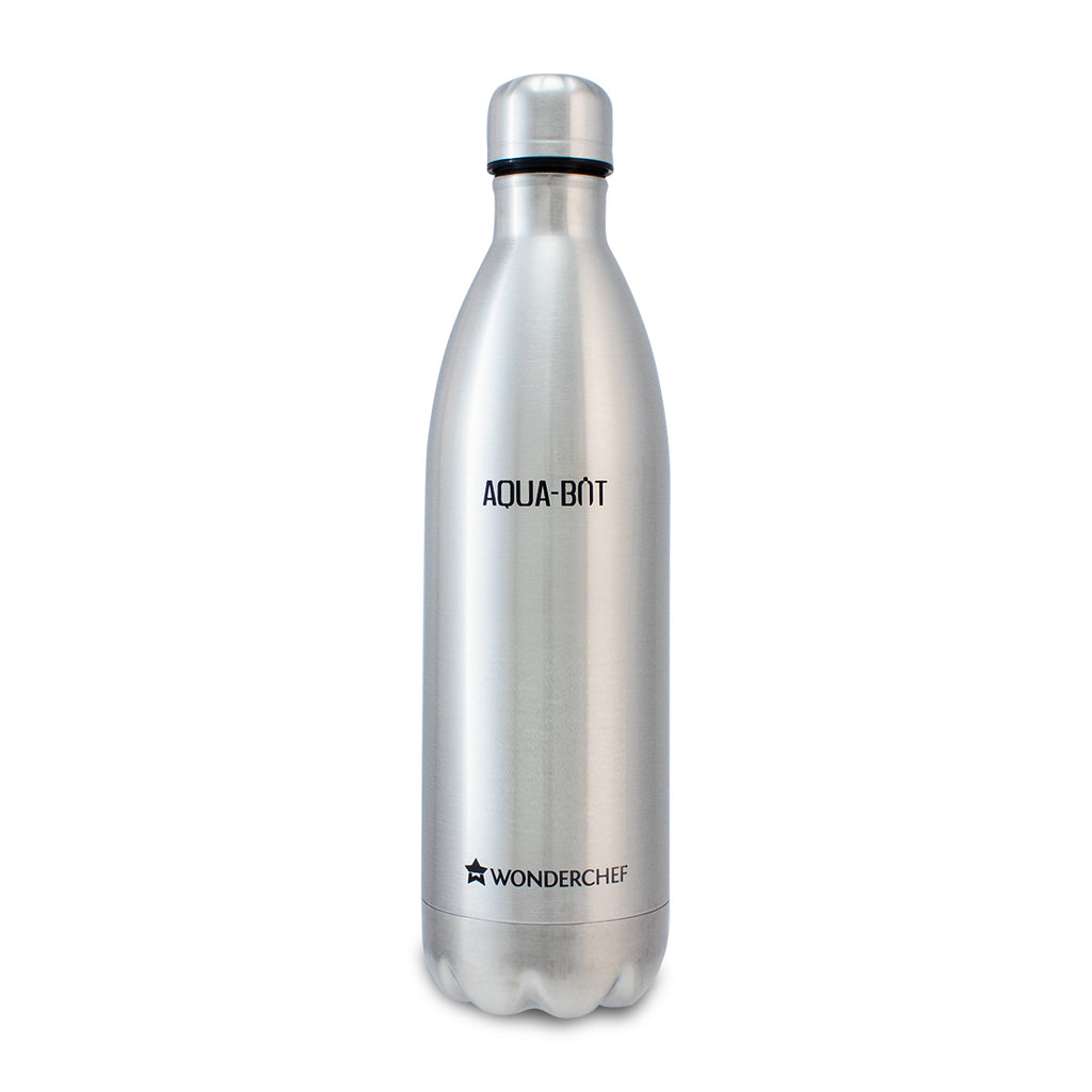 Aqua-Bot, 750ml, Double Wall Stainless Steel Vacuum Insulated Hot and Cold Flask, Spill & Leak Proof, Silver, 2 Years Warranty