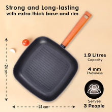 Load image into Gallery viewer, Caesar Forged Grill Pan, 24cm, Black, Greblon C3 Non-stick Coating, Virgin Aluminium, PFOA Free, German Beechwood Handles, Use for Grilling Tikkis, Breads, Rolls, Meat, Paneer