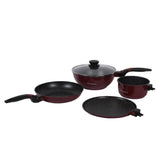 Click Amaze Aluminium Non-stick Cookware Set (Induction Base), 5Pc, Brown