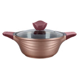 Rosetta Non-stick Casserole with Lid, Die-cast Aluminium, Silicone Handle, Induction Friendly- 24cm, 3.9L, Bottom 4.5mm, Rim 5mm, 2 Years Warranty, Brown