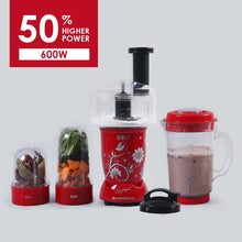 Load image into Gallery viewer, Nutri-blend BOLT-600W Mixer With Food Processor &amp; Atta Kneader, Stronger &amp; Swifter With Sipper Lid, 22000RPM 100% Full Copper Motor, 4 Unbreakable Jars, Sharper Steel Blades, 2 Yrs Warranty, Red, Recipe Book By Chef Sanjeev Kapoor