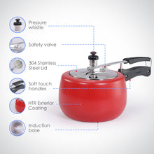 Load image into Gallery viewer, Regalia Induction Base 3L Pressure Cooker with Inner Lid, 2 Years Warranty, Red