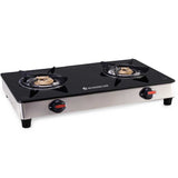 Galaxy 2 Burner Cooktop | 1 Medium, 1 Small Wide Spaced Burners | Highly Efficient Tri-pin Brass Burners | Precise Flame Control | BIS Approved 6mm Toughened Glass Top | 2 Year Warranty