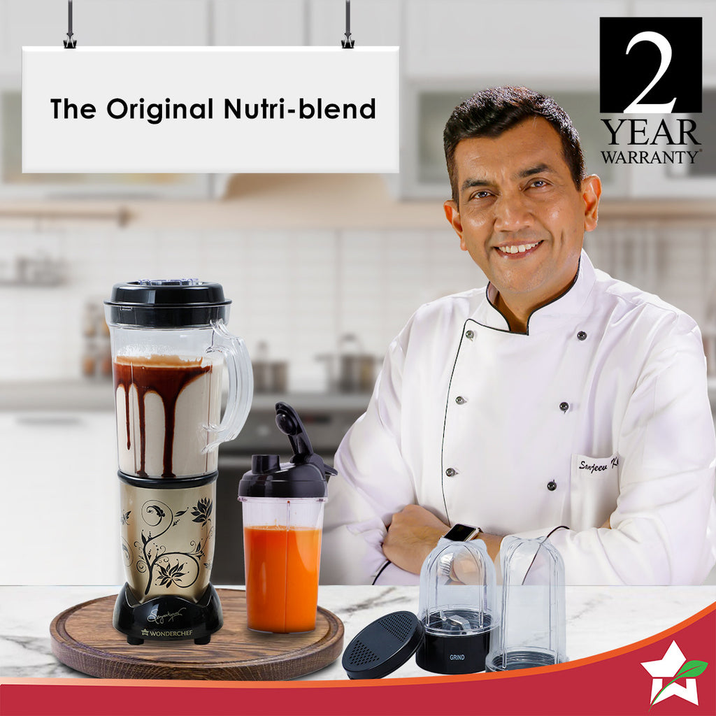 Nutri-blend Juicer, Mixer, Grinder, Smoothie Maker & Chopper | Complete Kitchen Machine | 22000 RPM Blender, Chopper, Juicer | 500W 100% Full Copper Motor | SS Blades | 4 Unbreakable Jars | 2 Years Warranty | Recipe Book By Chef Sanjeev Kapoor | Black