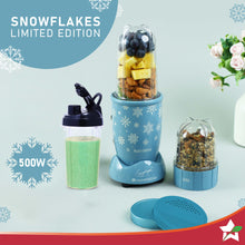 Load image into Gallery viewer, Nutri-blend Snowflakes | 22000 RPM | 100% Full Copper Motor | 2 Unbreakable Jars | Sipper Jar &amp; Lid | Sharp Stainless-Steel Blades | 500W | 2-Year Warranty | Recipe book by Chef Sanjeev Kapoor