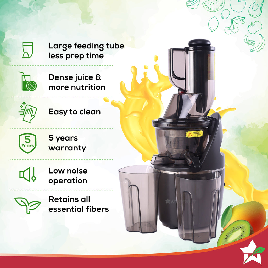 Regalia Full Fruit Cold Press Slow Juicer | 55 RPM Slow Juicer Retains Higher Nutrients | 240W powerful DC motor | Easy to Clean | 5-Year Motor Warranty