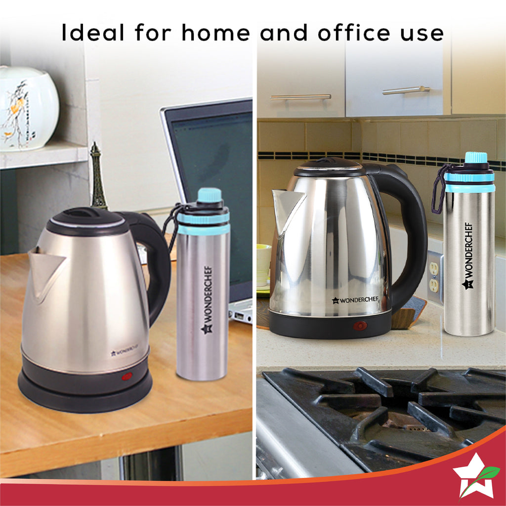 Crescent Kettle 1.8L + Sippy Stainless Steel Bottle, Gift Combo, For Family and Friends, Gift for Diwali and Other Festivals, House Warming