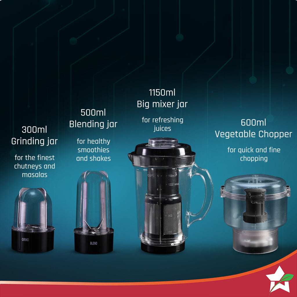 Nutri Blend Smart CKM Automatic Mixer Grinder with Dual Pulse Function|22000 RPM|100% Full Copper Motor|2 Unbreakable Jars|500 W|2 Years Warranty|Recipe book by Chef Sanjeev Kapoor| Black