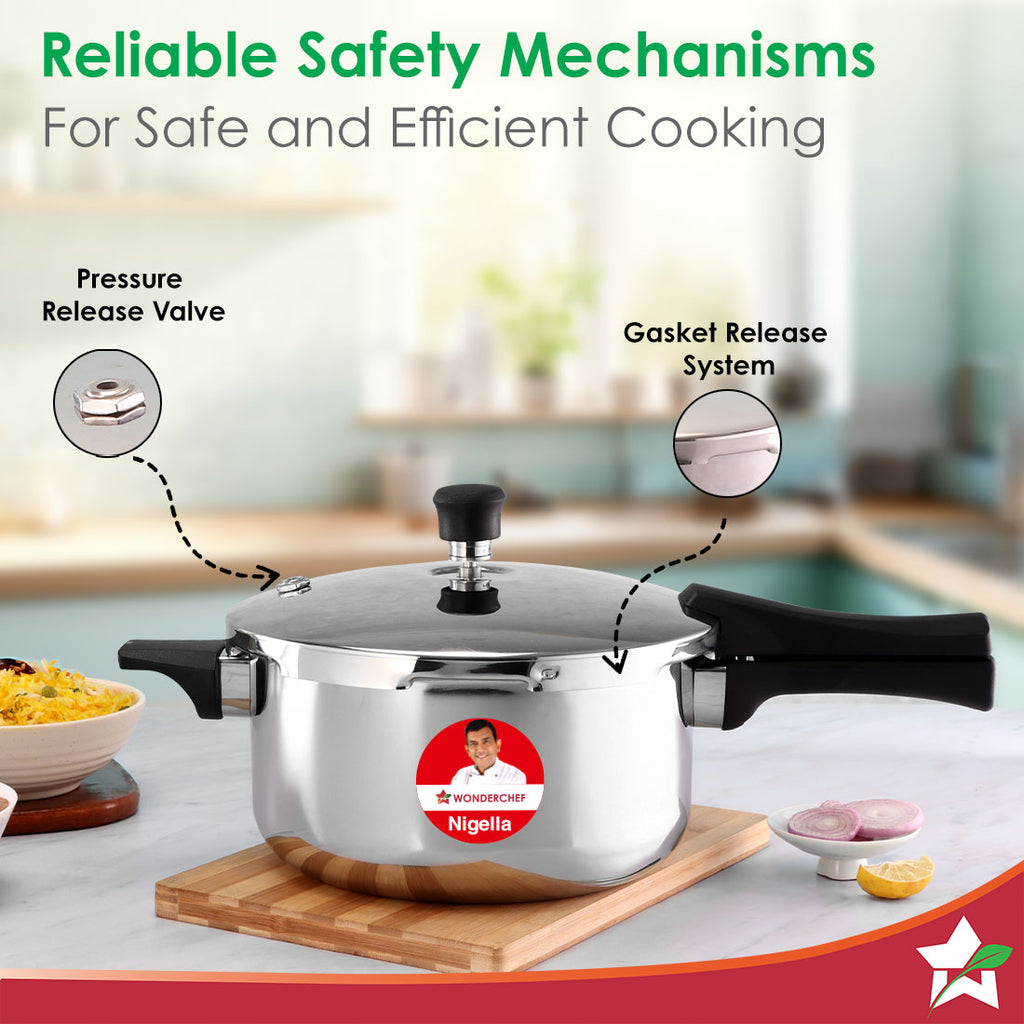 Nigella Triply Stainless Steel Outer Lid Pressure Cooker | 3 Litres | Compatible with Gas Stove, Induction, Ceramic Cooktop | ISI Certified | Uniform Heating | Da Vinci Collection | 5-Year Warranty