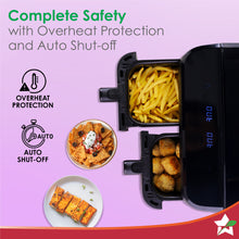 Load image into Gallery viewer, Regenta Digital Air Fryer with Dual Basket | 2000W, 9L | 2 Baskets for Different Types of Cooking | Healthy Food with Minimum Oil | Auto Resume &amp; Shut-off | Touch Screen | 2 Year Warranty