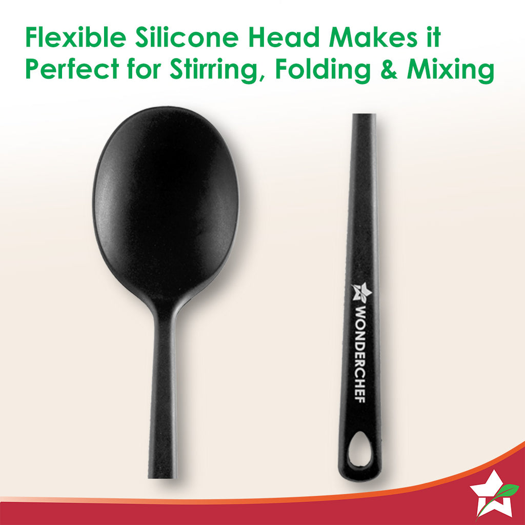 Waterstone Silicon Spoon | Stainless Steel Core | Food Grade Silicone | Ideal Depth | Use for Cooking and Serving Gravies, Dals, etc. | Non-stick, Flexible, Heat Resistant, Stylish Design