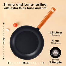 Load image into Gallery viewer, Caesar Forged Fry Pan, 24cm, Black, Healthy Greblon C3 Non-stick Coating, Made from Virgin Aluminium, PFOA Free, German Beechwood Handles, Use for Frying, Sauteing, Roasting, Easy to Clean