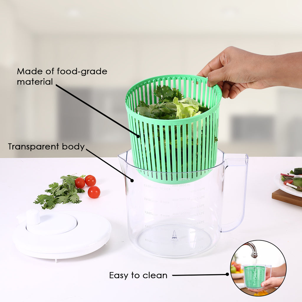 1pc Salad Spinner With Food Grade Material Bowl,Large Manual Salad