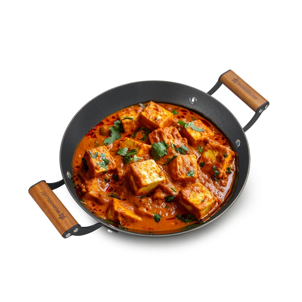 Ferro Light-weight Cast-iron Kadhai | 20cm | Pre-seasoned with 100% Vegetable Oil | 40% Lighter than Regular Cast-iron Cookware | Cool-touch Real Acacia Wood Handles | 10-Year Warranty