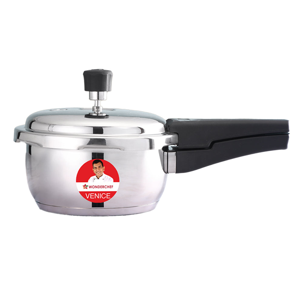 Venice Stainless-steel Pressure Cooker | 2L | Outer Lid | Triply Bottom | Safe Cooking | Compatible with Gas Stove, Induction, Ceramic, and Electric Stoves | ISI Certified | 5-Year Warranty