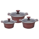 Sienna Die-cast Aluminium Non-stick Casserole Set, 6Pc, Brown