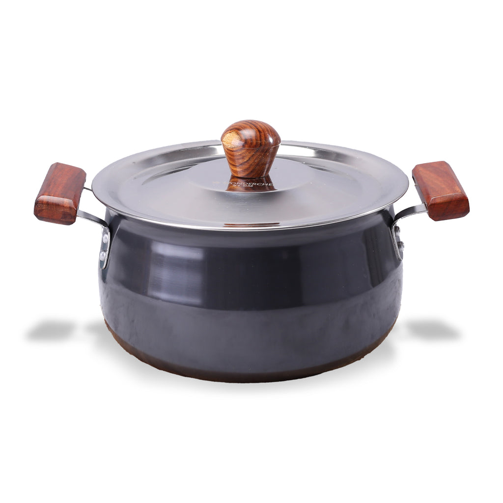 Ebony Hard Anodized Biryani Handi with Lid 3.5 L | Black