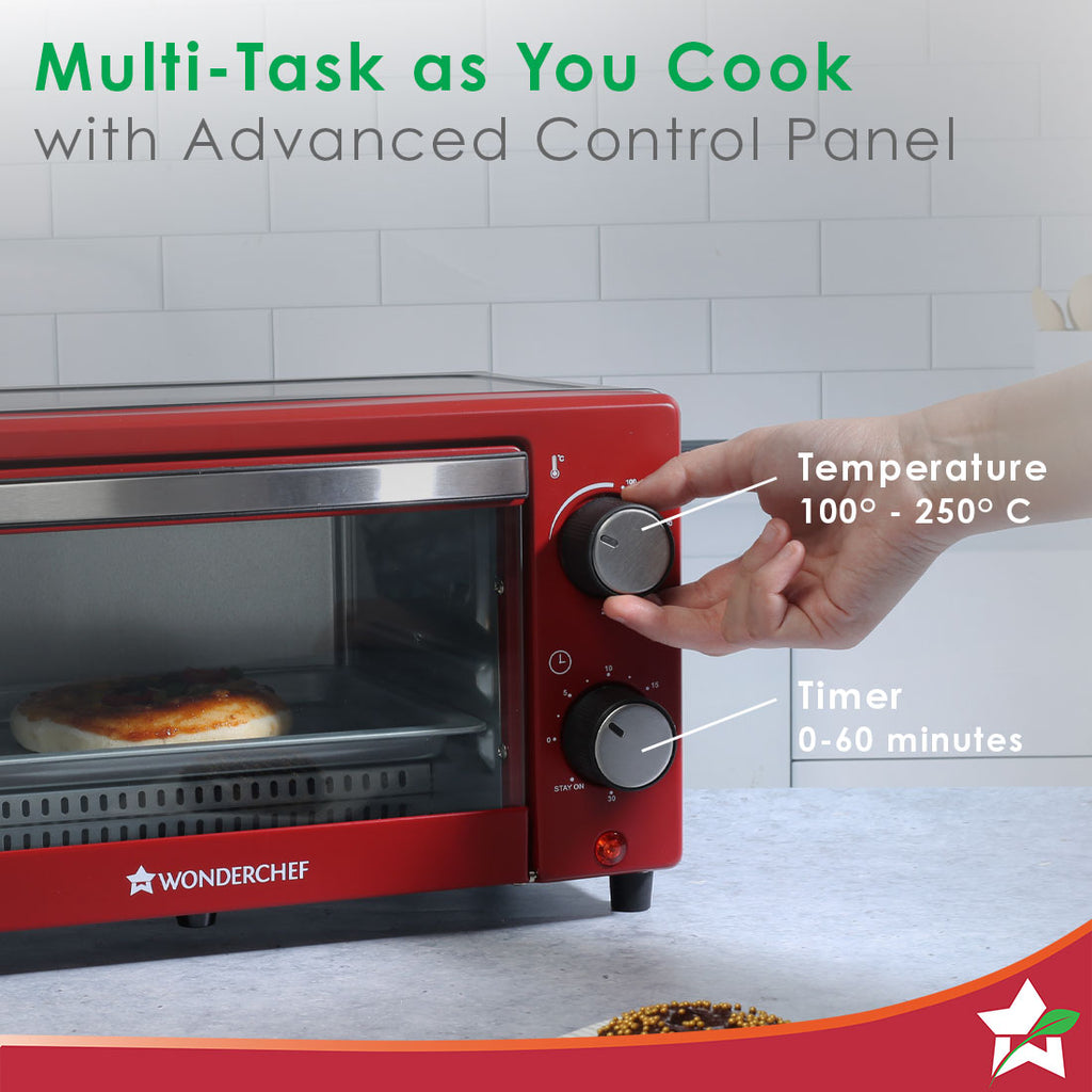 Oven Toaster Griller (OTG) Crimson Edge - 9 Litres - with Auto-shut Off, Heat-resistant Tempered Glass, Multi-stage Heat Selection, 2 Years Warranty, 650W, Red