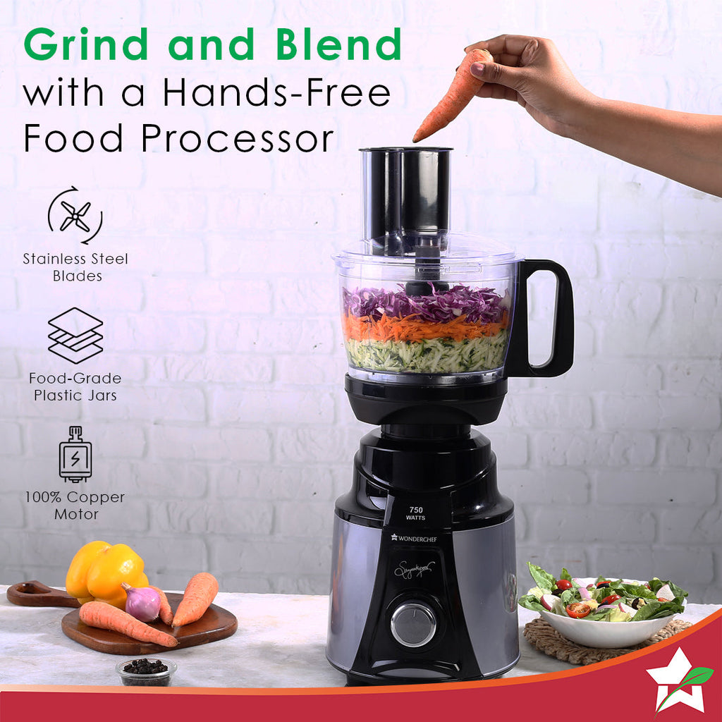 Galaxy Food Processor 750W Mixer Grinder, 100% Copper Motor, 4 Jars, Black & Grey, 5 Year on Motor and 2 Years Overall Warranty