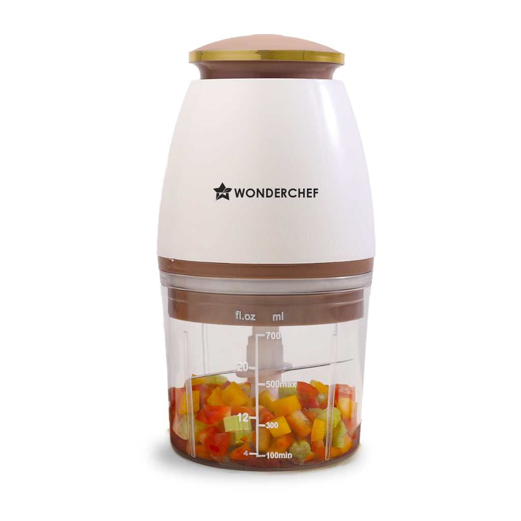 Nutri-chop Pearl Electric Chopper | 4 Sharp Stainless Steel Blades | 700ml | 350W | Chop and Mince Vegetables, Meat, Blends Dips | Transparent Bowl | Low Noise | Light-weight | 2-Year Warranty