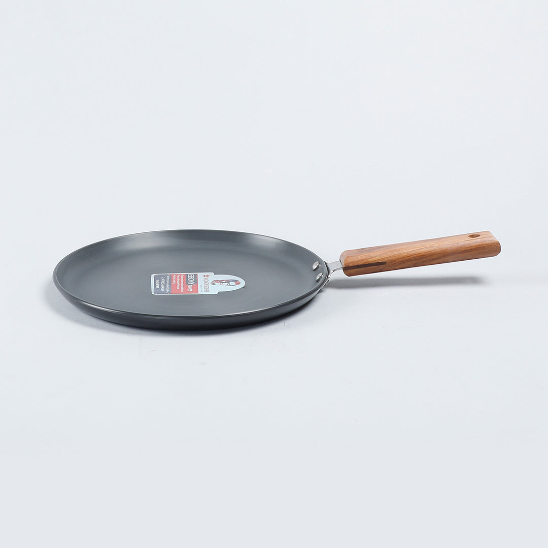 Ebony Non-Stick Dosa Tawa Griddle Pan 26.5 cm with Wooden Handle, Black