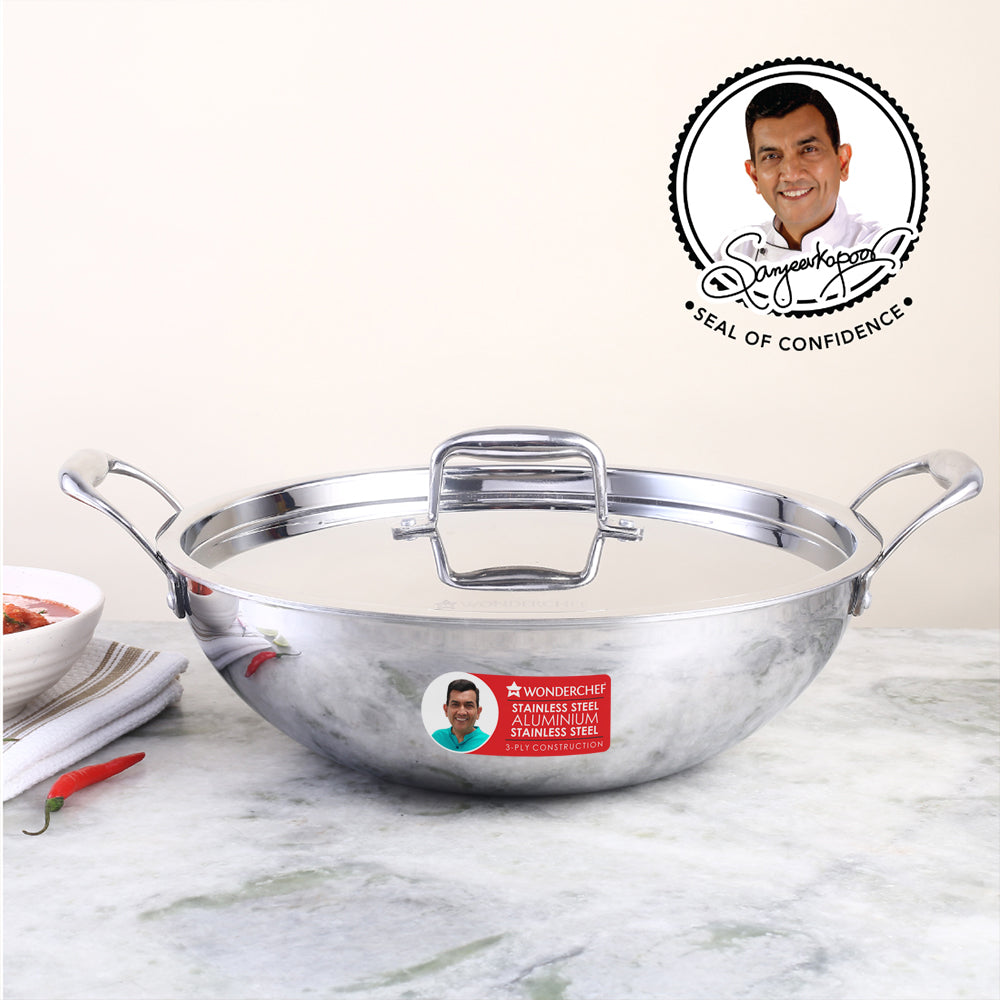 Wonderchef Nigella 3-Ply Stainless Steel Roti Tawa 26cm